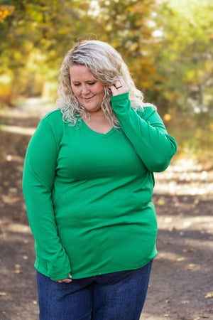 Leah Long Sleeve Top - Green by Michelle Mae