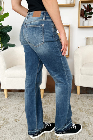 Judy Blue Mid Rise Release Hem Dad Fit Jeans