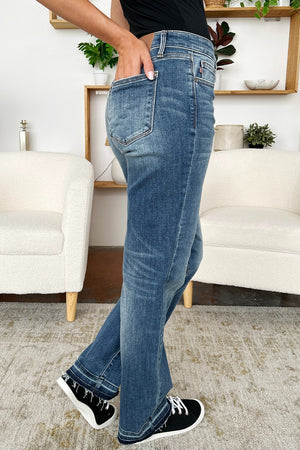 Judy Blue Mid Rise Release Hem Dad Fit Jeans