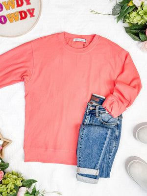 Corrine Ribbed Pullover Top - Coral by Michelle Mae