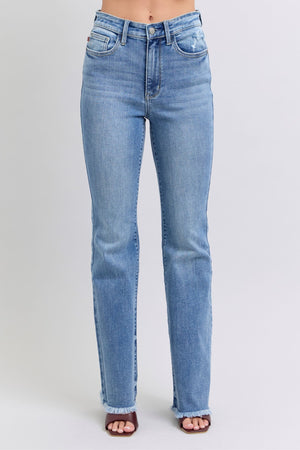 Judy Blue High Waist Frayed Hem Bootcut Jeans Tall