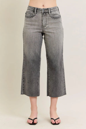 Judy Blue High Waist Smokeshow Wide Leg Cropped Jeans