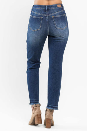 Judy Blue High Rise Release Hem Non Distressed Slim Jeans