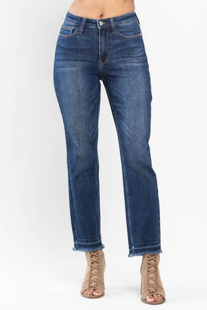 Judy Blue High Rise Release Hem Non Distressed Slim Jeans