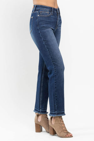 Judy Blue High Rise Release Hem Non Distressed Slim Jeans