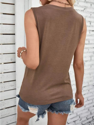 Lace Detail Round Neck Tank - 3 colors