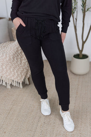 Corrine Ribbed Joggers - Black by Michelle Mae RESTOCK