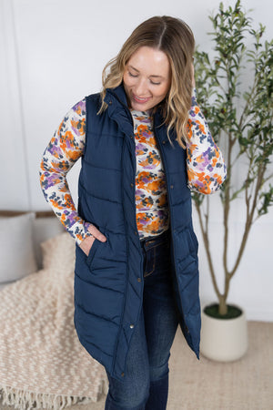 Harlow Long Vest - Navy by Michelle Mae