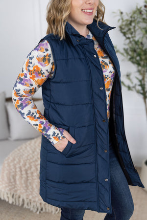 Harlow Long Vest - Navy by Michelle Mae
