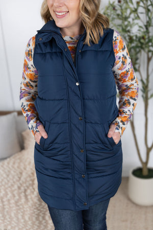 Harlow Long Vest - Navy by Michelle Mae
