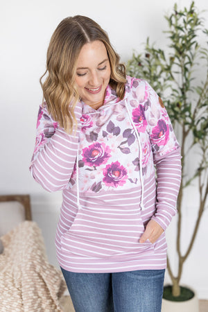 Hailey Pullover Hoodie - Autumn Blossom and Stripes by Michelle Mae