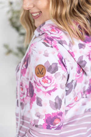 Hailey Pullover Hoodie - Autumn Blossom and Stripes by Michelle Mae