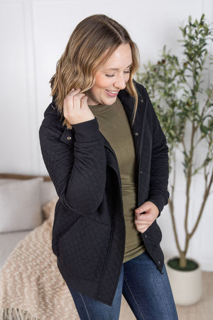 Kyla Zipper Snap Jacket - Black by Michelle Mae