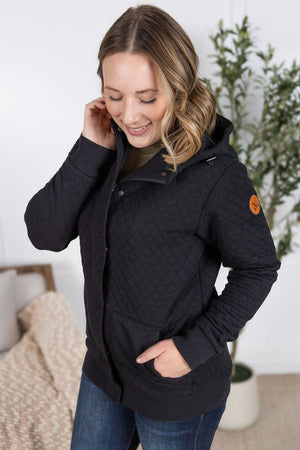Kyla Zipper Snap Jacket - Black by Michelle Mae