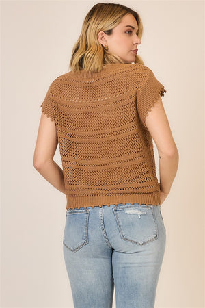 Ruched Sweater Knit Top In Sahara