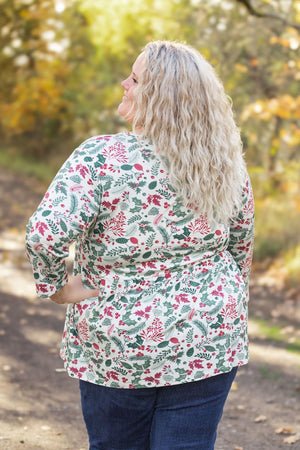 3/4 Sleeve Sarah Ruffle - Holiday Berry by Michelle Mae