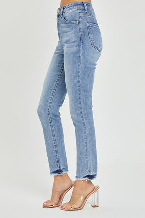 RISEN High Rise Frayed Hem Relaxed Skinny Jeans