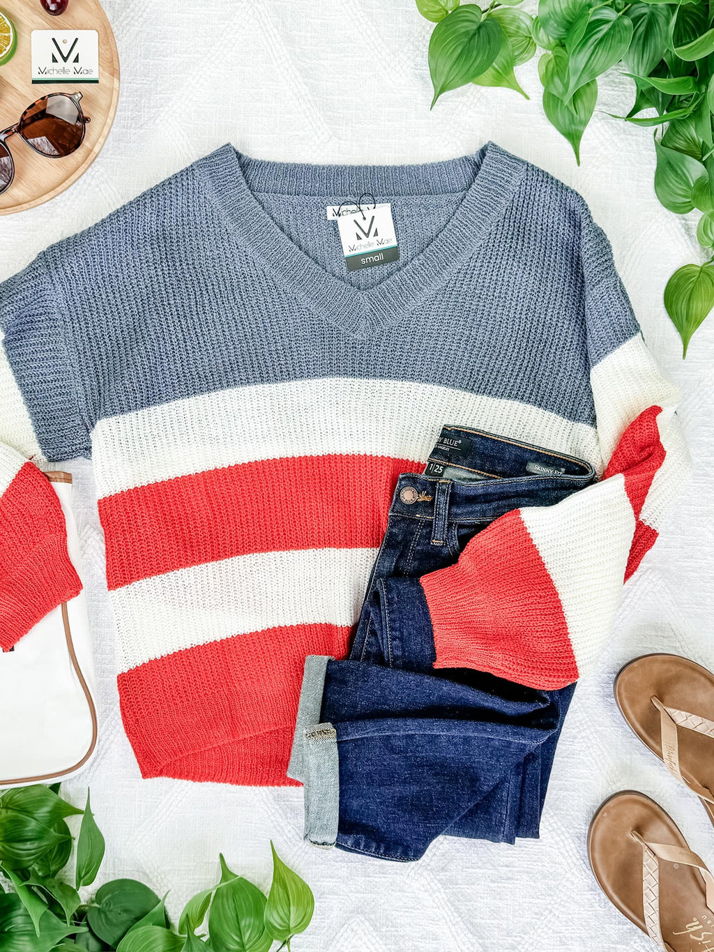 USA Colorblock Stripes Sweater by Michelle Mae