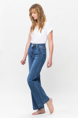 Judy Blue High Waist Double Button Wide Leg Trouser Jeans