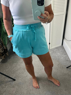 French Terry Stevie Shorts - Capri Blue by Michelle Mae