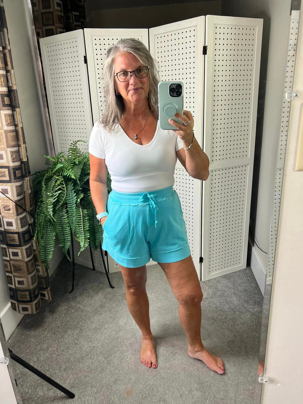 French Terry Stevie Shorts - Capri Blue by Michelle Mae