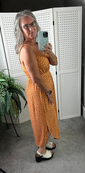 Reagan Ribbed Midi Dress - Pumpkin Floral by Michelle Mae