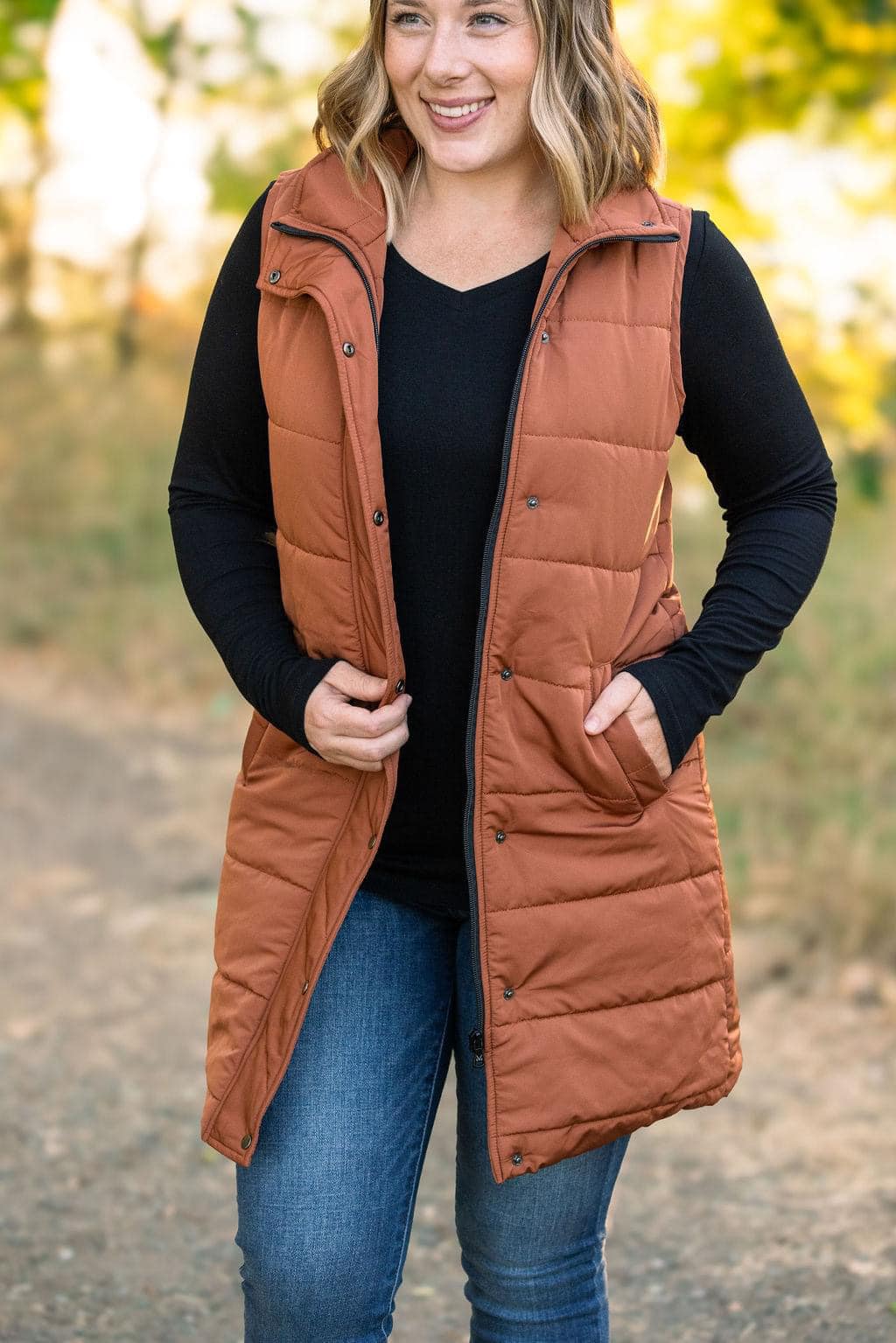 Harlow Long Vest - Cinnamon by Michelle Mae