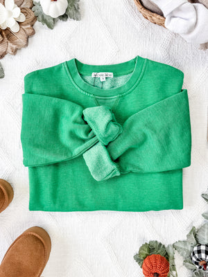 Vintage Wash Pocket Pullover - Green by Michelle Mae