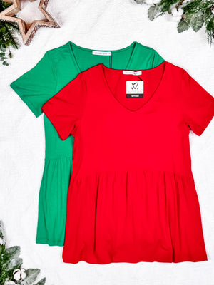 Sarah Ruffle Short Sleeve - Red by Michelle Mae