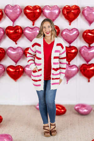 Valentine's Stripe Cardigan by Michelle Mae