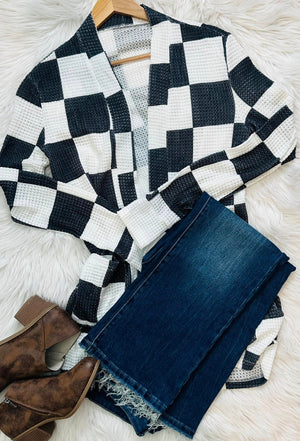 Black Checkered Cardigan