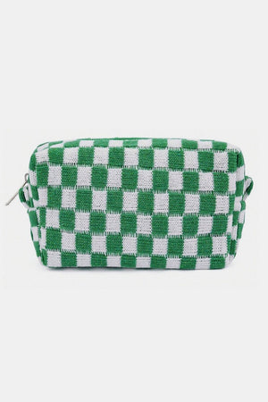 Zenana Checkered Pattern Knitted Cosmetic Pouch - 6 colors