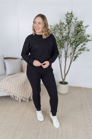 Corrine Ribbed Pullover Top - Black by Michelle Mae RESTOCK