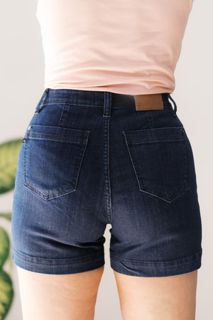 Judy Blue High Waist Dark Wash Denim Trouser Shorts