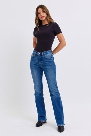 Judy Blue Mid Rise Thermal Non Distressed Bootcut Jeans