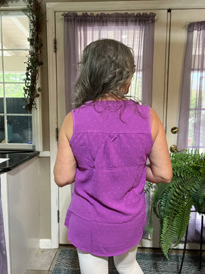 Swiss Dot Notched Neck Tank - 9 colors