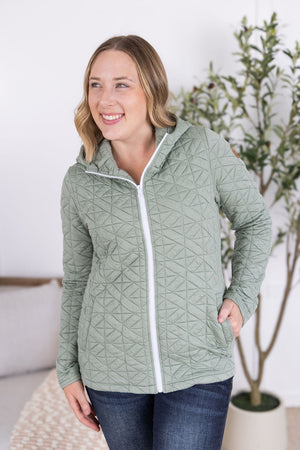 Geometric Fullzip Hoodie - Sage by Michelle Mae