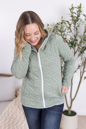 Geometric Fullzip Hoodie - Sage by Michelle Mae