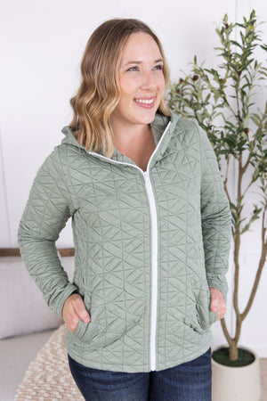 Geometric Fullzip Hoodie - Sage by Michelle Mae