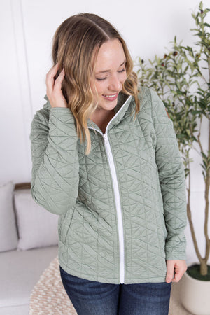 Geometric Fullzip Hoodie - Sage by Michelle Mae
