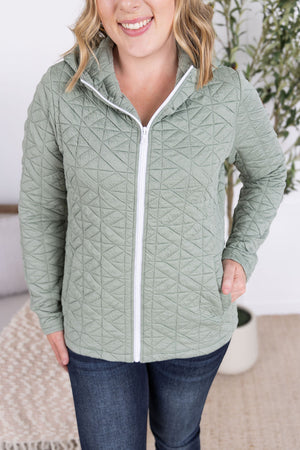 Geometric Fullzip Hoodie - Sage by Michelle Mae