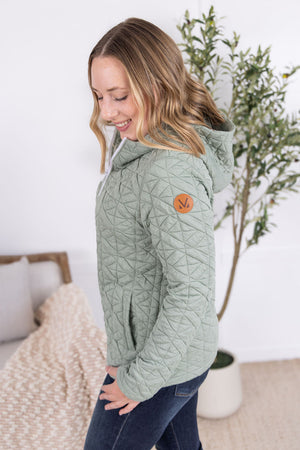 Geometric Fullzip Hoodie - Sage by Michelle Mae
