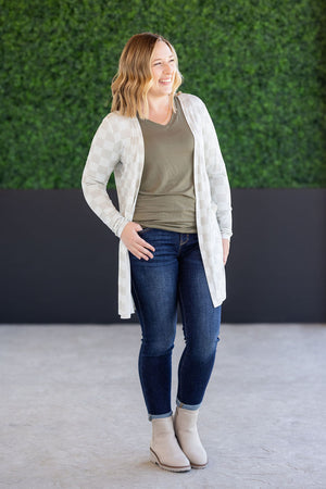 Classic Cardigan - Neutral Checkers by Michelle Mae