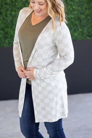 Classic Cardigan - Neutral Checkers by Michelle Mae