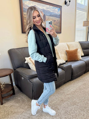 Harlow Long Vest - Black by Michelle Mae