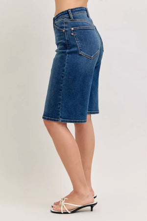 Judy Blue High Waist Relaxed Bermuda Jean Shorts
