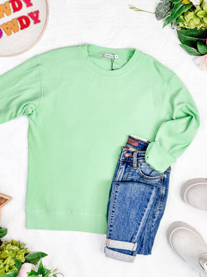 Corrine Ribbed Pullover Top - Lime by Michelle Mae