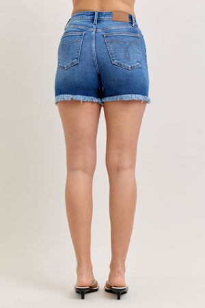 Judy Blue High Waist Slim Frayed Hem Jean Shorts