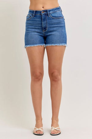 Judy Blue High Waist Slim Frayed Hem Jean Shorts