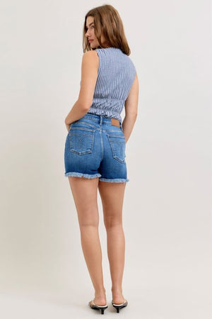 Judy Blue High Waist Slim Frayed Hem Jean Shorts